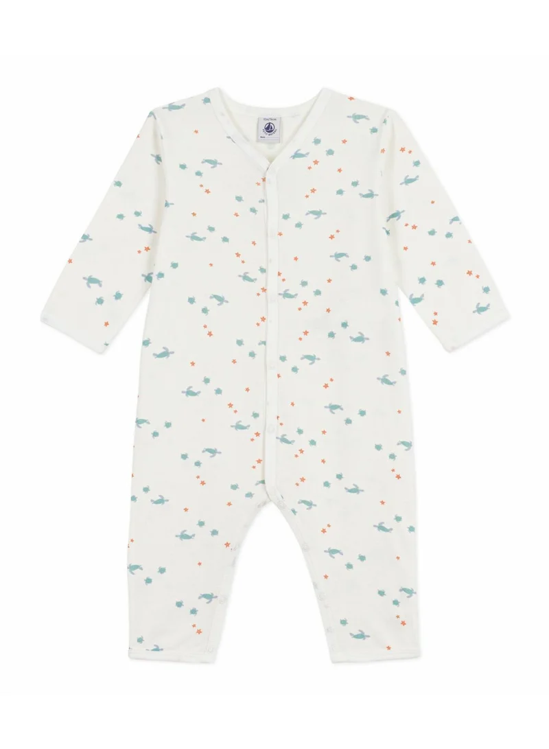 Petit Bateau Babies' footless turtle print cotton pyjama suit